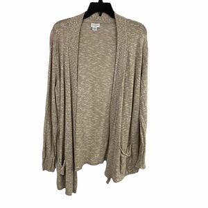 Jaclyn Smith Long Open Cardigan Oatmeal Color